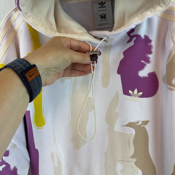 Adidas  x Thebe Magugu Multi All Over Print Crop Hoodie HM1884 Plus Size 1X - Picture 3 of 15